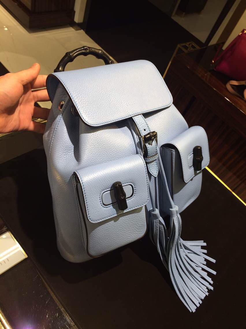 Real Gucci Bamboo Backpack 370833 Blue